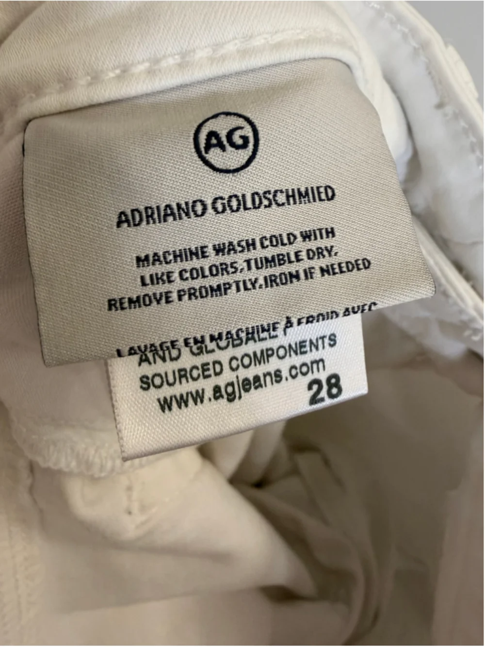 EUC AG Adriano Goldschmied The Prima Crop White Cigarette Jeans – Size 28